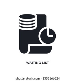 black waiting list isolated vector icon. simple element illustration from e-commerce and payment concept vector icons. waiting list editable black logo symbol design on white background. can be use