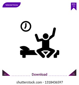 Black wake-up icon  vector.  Best modern , simple, isolated, school-pictograms , logo, flat icon for website design or mobile applications, UI / UX design vector format