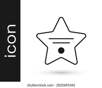 Black Walk Of Fame Star On Celebrity Boulevard Icon Isolated On White Background. Hollywood, Famous Sidewalk, Boulevard Actor.  Vector