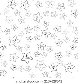 Black Walk Of Fame Star On Celebrity Boulevard Icon Isolated Seamless Pattern On White Background. Hollywood, Famous Sidewalk, Boulevard Actor.  Vector