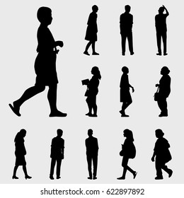 Black Walk Silhouettes Vector Set Stock Vector (Royalty Free) 622897892 ...