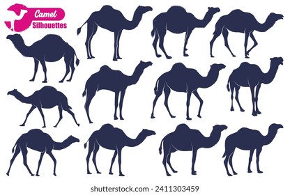 Black Walking Camel Silhouettes vector