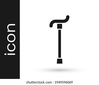 Black Walking stick cane icon isolated on white background.  Vector