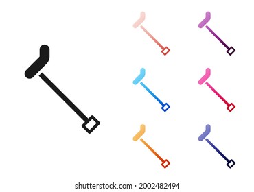 Black Walking stick cane icon isolated on white background. Set icons colorful. Vector