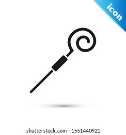 Black Walking stick icon isolated on white background. Happy Saint Patricks day.  Vector Illustration