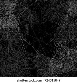 black wall covered with spider web background - halloween theme vector design