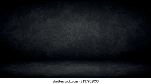 Black wall in dark studio, web background template - Vector illustration