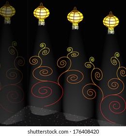 black wall with light bulbs on pattern