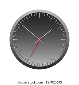 Black wall mechanical clock. Vector illustration