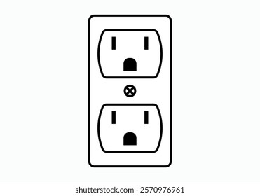 Black wall socket icon on white background