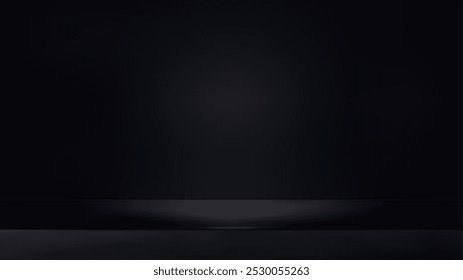 Black wall with table surface. Product presentation template.
