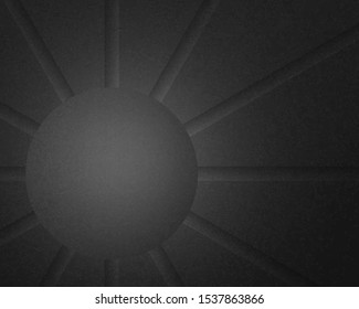 Black wall texture background. Pattern of  circle and grooved lines. Dark color. Grunge texture. Empty background with spotlight. Vector illustration. 