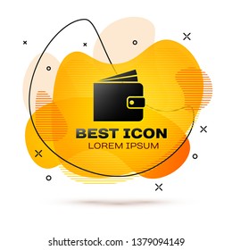 Black Wallet icon isolated on white background. Fluid color banner. Vector Illustration