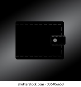 Black Wallet icon with money 