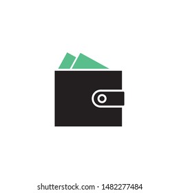 Black wallet icon, on white background, vector illustration