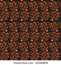 Black wallpaper pattern with orange ornament