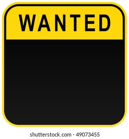 Black wanted blank caution sign on white