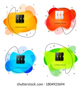 Black Wardrobe icon isolated on white background. Abstract banner with liquid shapes. Vector.