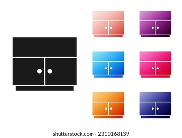 Black Wardrobe icon isolated on white background. Set icons colorful. Vector