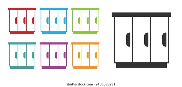 Black Wardrobe icon isolated on white background. Cupboard sign. Set icons colorful. Vector