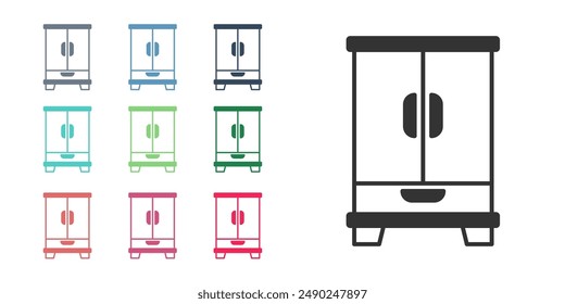 Black Wardrobe icon isolated on white background. Cupboard sign. Set icons colorful. Vector