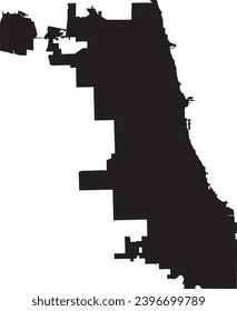 Black wards flat vector administrative map of the CHICAGO CITY COUNCIL, ILLINOIS with no border lines