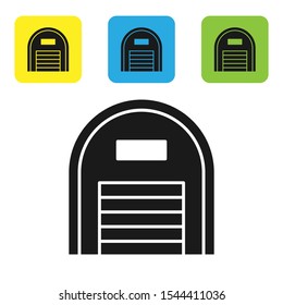 Black Warehouse icon isolated on white background. Set of colorful square icon buttons. Vector Illustration