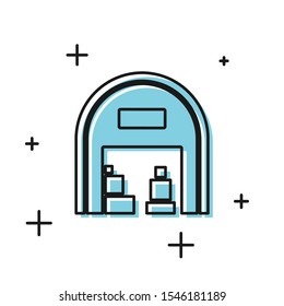 Black Warehouse icon isolated on white background.  Vector Illustration
