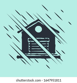 Icono de Black Warehouse aislado en fondo verde. El estilo de Glitch.  Ilustración vectorial