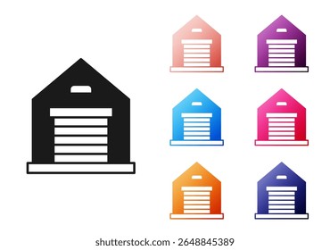 Black Warehouse icon isolated on white background. Set icons colorful. Vector