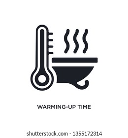 black warming-up time isolated vector icon. simple element illustration from sauna concept vector icons. warming-up time editable logo symbol design on white background. can be use for web and