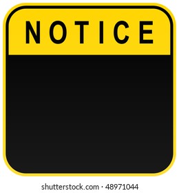 Black warning blank notice sign on white