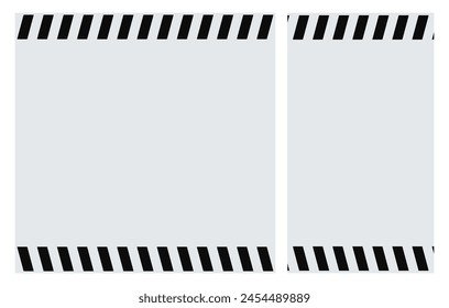 Black Warning Lines with Copy Space on Grey Background Posters Set for Safety, Construction, Attention Concepts. Square and Vertical Design Templates for Web, Print and Social Media
