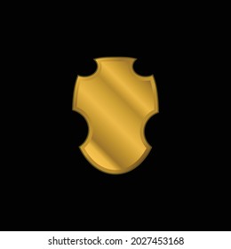 Black Warrior Shield gold plated metalic icon or logo vector