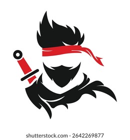 black warrior wit sword vector art illustrator