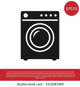 Black Washer icon isolated on white background. Washing machine icon. Clothes washer - laundry machine. Home appliance symbol. Vector Illustration