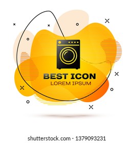 Black Washer icon isolated on white background. Washing machine icon. Clothes washer - laundry machine. Home appliance symbol. Fluid color banner. Vector Illustration