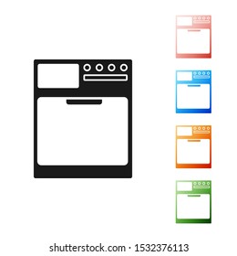 Black Washer icon isolated on white background. Washing machine icon. Clothes washer - laundry machine. Home appliance symbol. Set icons colorful. Vector Illustration