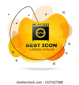 Black Washer icon isolated on white background. Washing machine icon. Clothes washer - laundry machine. Home appliance symbol. Abstract banner with liquid shapes. Vector Illustration