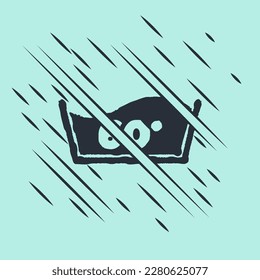 Black Washing under 60 degrees celsius icon isolated on green background. Temperature wash. Glitch style. Vector