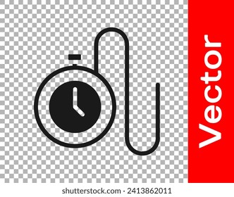 Black Watch with a chain icon isolated on transparent background.  Vector