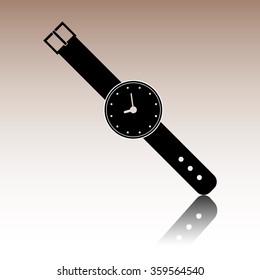 Black Watch icon. Vector illustration with reflection