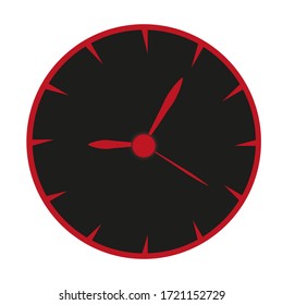 
schwarze Armbanduhr mit roter Uhr und Pfeilen auf weißem Hintergrund