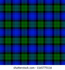Black Watch Tartan pattern. Scottish cage. Scottish checkered background. Traditional scottish ornament. Scottish plaid in classic colors. Seamless fabric texture. Vector illustration