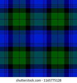 Black Watch Tartan pattern. Scottish cage. Scottish checkered background. Traditional scottish ornament. Scottish plaid in classic colors. Seamless fabric texture. Vector illustration