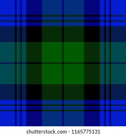 Black Watch Tartan pattern. Scottish cage. Scottish checkered background. Traditional scottish ornament. Scottish plaid in classic colors. Seamless fabric texture. Vector illustration