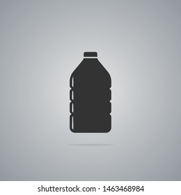 Black water bottle icon isolated on gray background. Vector illustration.