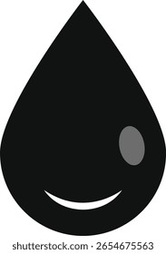 Schwarzer Wassertropfen Symbol für Design und Dekoration. mit einem dekorativen Ornament. Öltropfen- oder Flüssigkeitstropfen-Symbol. Tröpfchensymbol für die Reinheit