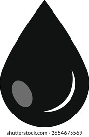Icono de gota de agua negra para diseño y decoración. símbolo de gota que representa la pureza. con un adorno decorativo. gota de aceite o icono de gota líquida