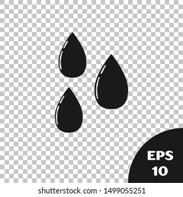 Black Water drop icon isolated on transparent background.  Vector Illustration